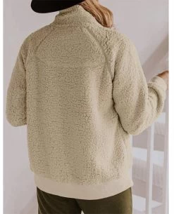 Womens Oversized Long Sleeve Button Sherpa Jacket Coat Pockets Warm Fleece-Apricot -Madam Clothing Store 4b0d5a4d5b53a23b2cb22718879ea17d