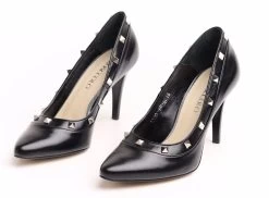 BOSCCOLO Women's Leather Heels High Black With Studs -Madam Clothing Store 4b8617ad a6aa 4b39 a7b2 fc42f04bcdc5