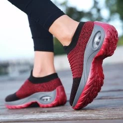 Beakey Womens Walking Shoes Arch Support Comfort Mesh Non Slip Sneakers-Red -Madam Clothing Store 4c7fa97721cdab9e0e889ca05cc2177f