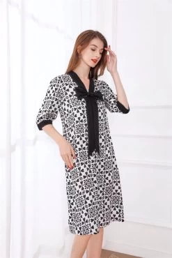 Deli.S Women's Dress - White/Black Print -Madam Clothing Store 4dbbb63b3eed673875282a1d85f32ad3