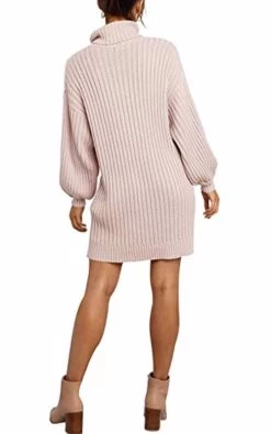 Beakey Womens Turtleneck Loose Sweater Dress Soft Winter Pullover Dress-Pink -Madam Clothing Store 501f697c2431aaebd2e0ae80e4d91c25