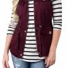 Womens Lightweight Sleeveless Military Anorak Cargo Vest No Hood-Wine Red 1 Womens Lightweight Sleeveless Military Anorak Cargo Vest No Hood-Wine Red -Madam Clothing Store 508a7510158df63b9e9348d1ca93548b