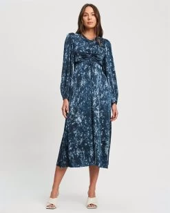 WILLA Women's Alaya Midi Dress - Abstract Blue Sintra