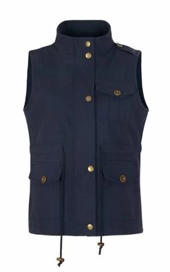 Womens Lightweight Sleeveless Military Anorak Cargo Vest No Hood-Dark Blue -Madam Clothing Store 52b67104ba30d6cf306bfb924e52b567