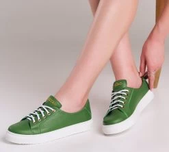 BOSCCOLO Women's Leather Sneakers Green/White -Madam Clothing Store 539804a0 d0d1 48c2 84bd 3db9c305be6e