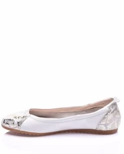 Lizza Women's Genunie Leather Foldable Ballerina Flats - White/Silver -Madam Clothing Store 53ce7a40f03d1452971baa88af13a94d