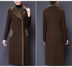 Beakey Womens Winter Wool Blend Long Coat Double Breasted Lapel Jacket-Deep Coffee -Madam Clothing Store 54023d4fd74291e81d578a0ace9cb754