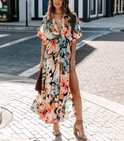 Milan Kiss Women's Dress Black-Salmon-Floral