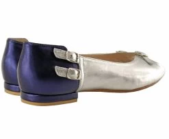 BOSCCOLO Women's Leather Ballerinas Silver&Navy Blue -Madam Clothing Store 54ccabcd a4b7 4dd5 b863 1fe0fe5bdd6d