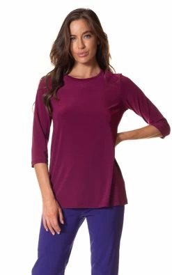 Worship Women's Top With 3/4 Sleeves - Purple