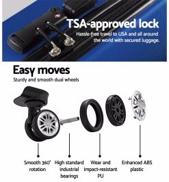 Wanderlite 3pcs Luggage Set Travel Suitcase Storage Organiser TSA Lock Blue -Madam Clothing Store 56e965d0097a516ce2bee0f01eb433eb