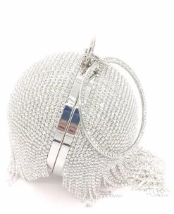 Beakey Women Crystal Tassel Evening Clutch Bag Rhinestones Party Wedding Handbag-Silver -Madam Clothing Store 5709b4269b0804bb1921d05e283b2455