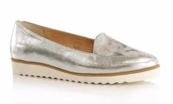 BOSCCOLO Women's Leather Moccasins Silver