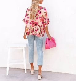 Milan Kiss Women's Blouse Powder-Floral -Madam Clothing Store 58489c55 6bec 453e a37a 2a93886b0672