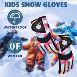 Beakey Kids Snow Gloves Waterproof Insulated Thickening Warm Ski Gloves-Pink 13 Beakey Kids Snow Gloves Waterproof Insulated Thickening Warm Ski Gloves-Pink -Madam Clothing Store 5882cb6d2ffb58ab84587f0881f9bba2