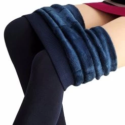 Beakey Winter Warm Fleece Lined Elastic Leggings Pants For Women-Navy Blue -Madam Clothing Store 5945312d4f6de82559ca2b441c0518e5