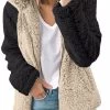 Beakey Womens Fleece Jacket With Pockets Zipper Warm Outerwear-Khaki -Madam Clothing Store 5c2e81a65d39aad97e35edcc12ea374d