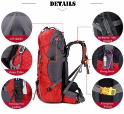 Beakey 60L Waterproof Lightweight Hiking Backpack With Rain Cover For Climbing Camping-Red 12 Beakey 60L Waterproof Lightweight Hiking Backpack With Rain Cover For Climbing Camping-Red -Madam Clothing Store 5de02c473f553d954017f075b9d537bd