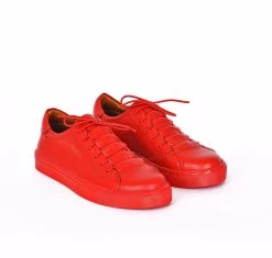 Noosy Women's Genuine Leather Sneakers - Red -Madam Clothing Store 5de5f1c5e06bae7a71da6ea419d184cd