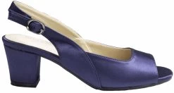 Clarice Nan Leather Heeled Sandals - Navy/Satin