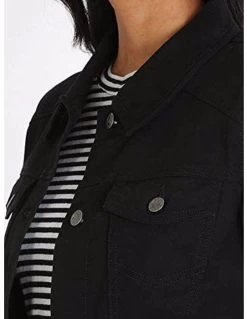 Women's Plus Size Classic Jean Jacket Slim-Black-042 -Madam Clothing Store 602e3ea4e300bab17bfbebad9551d158