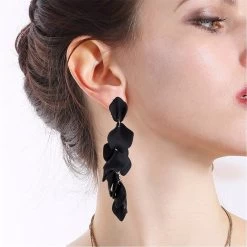 Beakey Long Drop Rose Petal Earrings For Women And Girls-Black -Madam Clothing Store 6045f21da2614026b03a887ae82294db