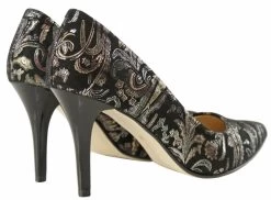 BOSCCOLO Women's Leather High Heels Black&Brocade -Madam Clothing Store 60afe696 d13c 4cfd a5e8 23016c464be0