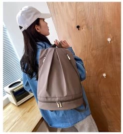 Beakey Gym Backpack With Shoe Compartment Wet Pocket For Women Travel Sports-Khaki -Madam Clothing Store 64861d27eff04d462b0027e9911f7fdd