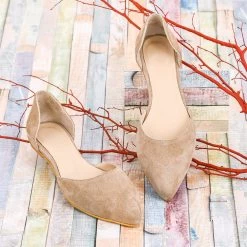 Lizza Women's Genunie Leather Foldable Ballerina Flats - Beige -Madam Clothing Store 6490072d1be8f408d8e1674680eccee2