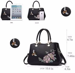 Beakey Women Satchel Bags Crossbody Embroidery Handbags-Black 9 Beakey Women Satchel Bags Crossbody Embroidery Handbags-Black -Madam Clothing Store 651d89130a07c74a232ef66d56e4598d