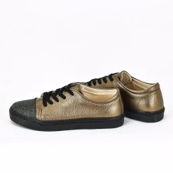 Women Bronze-black Handmade Vegan Sneakers -Madam Clothing Store 65eda6c5d2616b659e89ba87d502a7a6