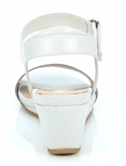 Effegie Women's Palerma Italian Leather Wedge Heel With Velcro Ankle Strap - White/Taupe -Madam Clothing Store 65f85f7c 90aa 4032 a04f 1a7dde4497e3