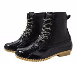 Beakey Outdoor Women Winter Boots Waterproof Lace Up Rain Duck Boots-Black -Madam Clothing Store 65ff8a6c58165f79fbdd739569f05967