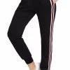 Womens Drawstring Waist Red And White Striped Side Jogger Sweatpants With Pocket-Black -Madam Clothing Store 692e5ece711530a0c493ca245d4728eb