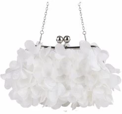 Beakey Clutch Evening Bags Floral Appliques Crossbody Bag For Women-White -Madam Clothing Store 6a66b3b19d7585bc806ebee8d342ef36