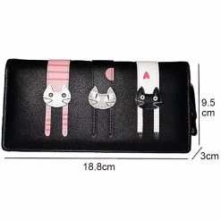 Beakey Womens Cute Cat Wallet Bifold Long Coin Purse With Zipper-Black -Madam Clothing Store 6ca7a1fe0fadf28f9142e0471bd9099c