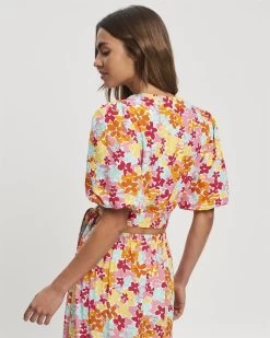 SAVEL Women's Hannah Wrap Blouse - Sherbet Floral -Madam Clothing Store 6db57f44c6a4a87790a865707872ee61