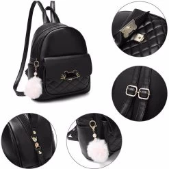 Beakey Mini Backpack For Women Cute Leather Small Bookbag With Cat Shaped Lock-Black 11 Beakey Mini Backpack For Women Cute Leather Small Bookbag With Cat Shaped Lock-Black -Madam Clothing Store 6e7473f05c7e8ed5f7845f7ac9ab104a