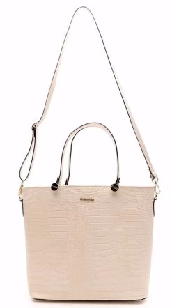 Bosccolo Women's Ecru Leather Shoulder Bag