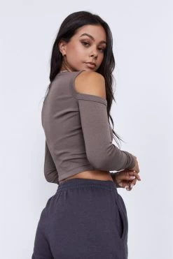 Factorie Cold Shoulder Long Sleeve Grey -Madam Clothing Store 7057c90723b62d90d7f080f5f7cb74c8