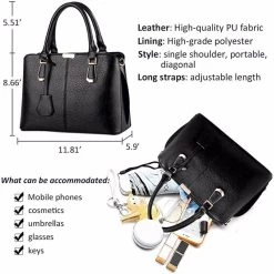 Beakey Womens Fashion Handbags Top Handle High Capacity Tote-Black -Madam Clothing Store 72df4093f37e818917446a96e61d9e0f 1