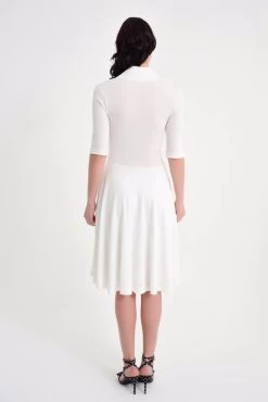 Laranor Women's V Neck Dress Ecru -Madam Clothing Store 7328c45788ba0ebd5e3e59d9f49d6e1e