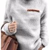 Beakey Womens Turtleneck Sweatshirt Winter Faux Fuzzy Sherpa Pullover-Light Gray -Madam Clothing Store 739bb4929520af56cd1830ff7cc6b52b