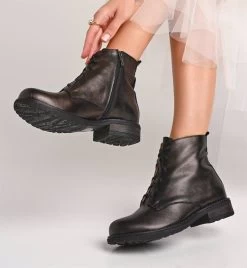 BOSCCOLO Women's Leather Ankle Boots Dark Brown