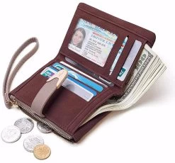 Beakey Womens Small Wallet Bifold Zipper Card Holder-WineRed -Madam Clothing Store 759df9a210259083c930d423d8311f07