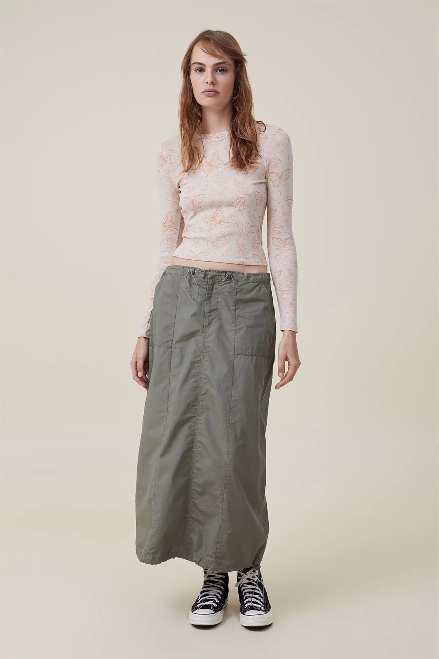 Cotton On Fitted Rib Graphic Long Sleeve Top Beige 4 Cotton On Fitted Rib Graphic Long Sleeve Top Beige - Image 2