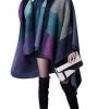 Beakey Womens Winter Reversible Oversized Blanket Cape Shawl-Purple -Madam Clothing Store 777e468e41424effad6337300f7d5aa2