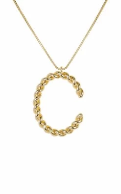 Beakey 26 Alphabet Twisted Pendant Necklace Personalized Jewelry-C