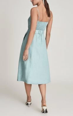 Reiss Women's Catalina Linen Button Midi Dress - Sage -Madam Clothing Store 77bcc1be6810f661f5f28c5260ca5c9a