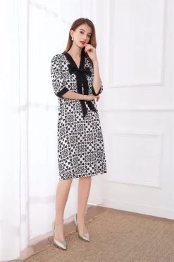 Deli.S Women's Dress - White/Black Print -Madam Clothing Store 7884d24fcf2973243718814953fa529e
